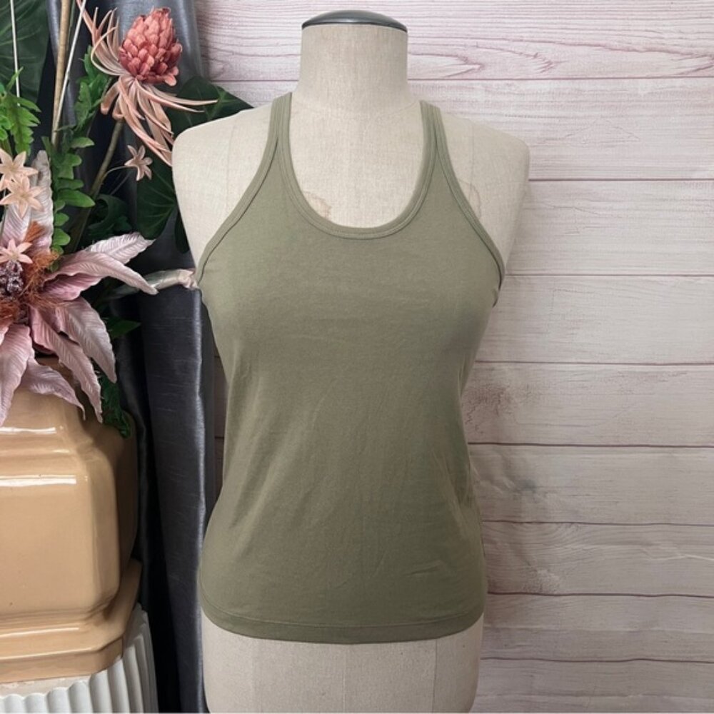 E1-- NWT green UNIQLO sleeveless 100% cotton women's casual tank top SMALL